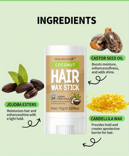 Hair Wax Stick – 5-Pack Fragrance-Free Styling Wax with Jojoba Oil for All Hair Types, Strong Hold, Natural Finish, Travel-Friendly Hair Wax Sticks
