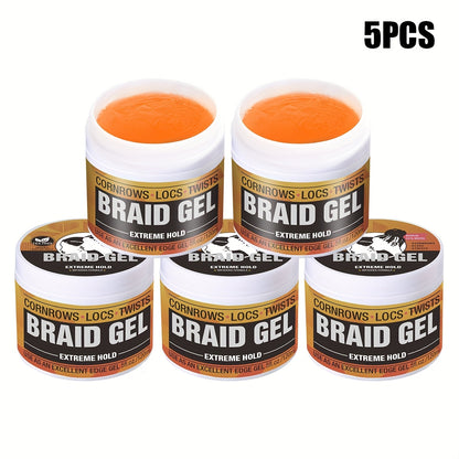 Braid Gel Extreme Hold Anti-Frizz Edge Control Hair Wax Pomade for Braids Locs Twists Sleek Styles Moisturizing Frizz Control Long-Lasting Hold 4/5/6 Pack