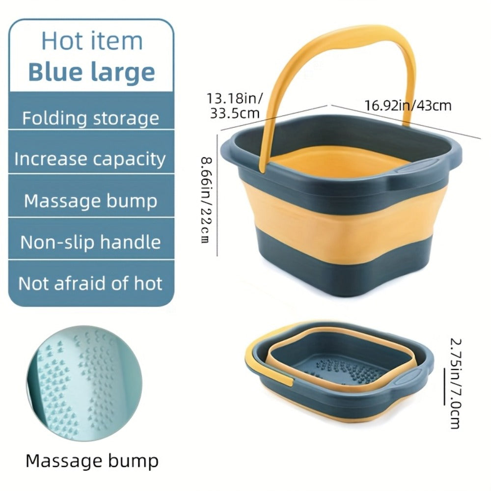 Foldable Foot Bath - Durable Portable Spa Bucket with Handle, Space Saving Design for Home, Salon and Travel - Easy to Wash Foot Bath Bucket and Clothing Basket, Sturdy Construction