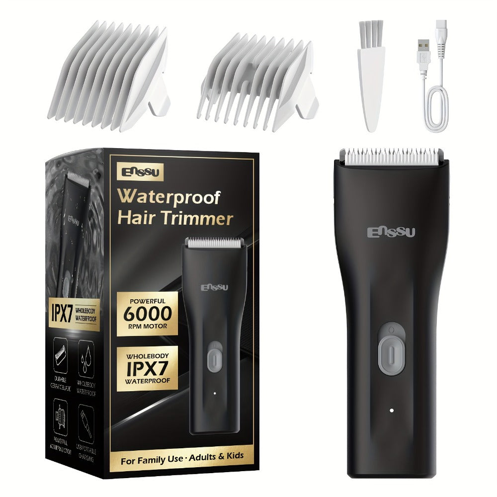 Ball Trimmer for Men - IPX7 Body Hair Trimmer, Ceramic Blade, LCD Battery Display, Replaceable Blade Head, Electric Groin & Pubic Shaver ES006