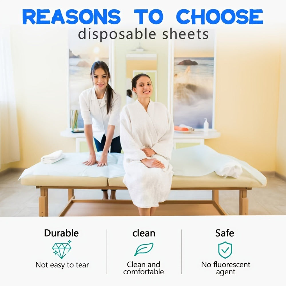 100pcDisposable Spa Bed Sheets - Massage Therapists, Estheticians, Hotel Staff, Tattoo Artists, Campers - Twill, Non-woven, Stain Resistant, All Seasons, Space - Suitable For Massage Therapy, Beauty Salon, Hotels