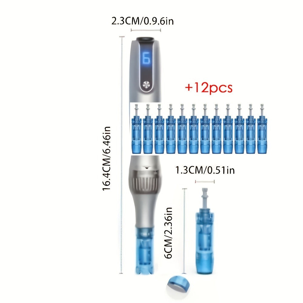 Dr Derma Pen M8S Wireless Adjustable Electric Microneedle Pen with 12pcs 0.25Mm Replacement Cartridges