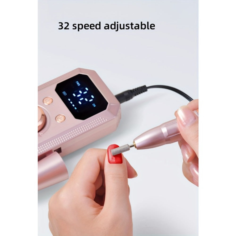 Rechargeable Electric Nail Drill, Professional Portable E-File for Acrylic Nails, Natural Extensions, and Gel Nails, Polishing Machine with 11 Grinding Bits and 20 Sanding Discs, Cordless High-Speed for Salon and Home Use, Women's Holiday Gift