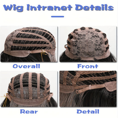 Synthetic Wig with Bangs 12 Inch Rose Net Cap for Women Light Yellow Gradient Brown Red Highlights Light Brown Daily Wear Party Cosplay Role Play