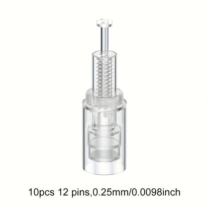Derma Pen Replacement Needle Cartridges 10pcs/Pack — 12 Pin, 36 Pin & R-Nano Tips for L1 L3 L6 L8 S8 Microneedling Pen, 0.25mm Screw-Lock