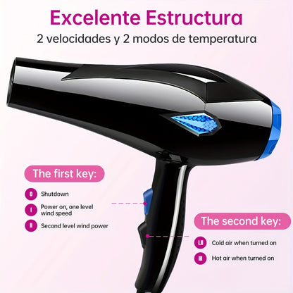 Professional Hair Dryer Set with Accessories - Brushless Motor Blow Dryer Kit with Concentrator Nozzle Comb Clip 2 Modes 3 Speeds for Home Travel Salon Black White Blue Green