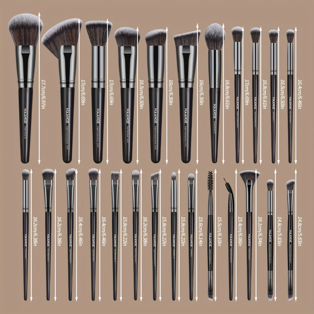 MAANGE 25pcs Professional Makeup Brush Set Paper Box Packaging Foundation Brush Blush Brush Eyeshadow Brush Basic Beginner Makeup Tools Soft And Fluffy Women's Facial Makeup Suitable for Daily Travel Campus Portable