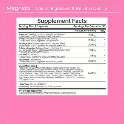 Women's Multivitamin Supplement 20-in-1 with Sea Moss, Shilajit & Ashwagandha - Daily Energy, Hormonal Balance & Immune Support Capsules for Women - 60 Capsules, 26,671mg Per Serving