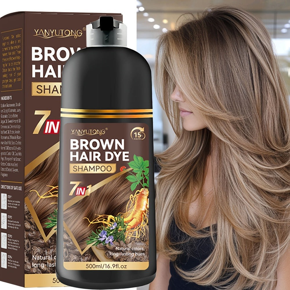 Hair Dye Shampoo with Natural Plant Pigments – Covers Gray Hair Fast | 16.91oz Color Shampoo in Black, Red, Brown, Dark Brown & Chestnut Brown for Women & Men