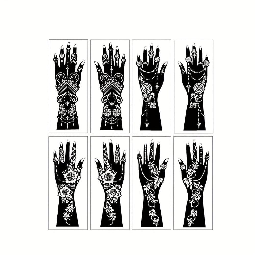 For. Ink 8pcs Hollow Temporary Tattoo Stencil Set - Transform Style With Larger Sexy Floral Designs Stickers For Arms Hands & Forearms, Flash Spray Paint Kit, - Use For Valentine'S Day, New Year And Wedding, No Ink Included