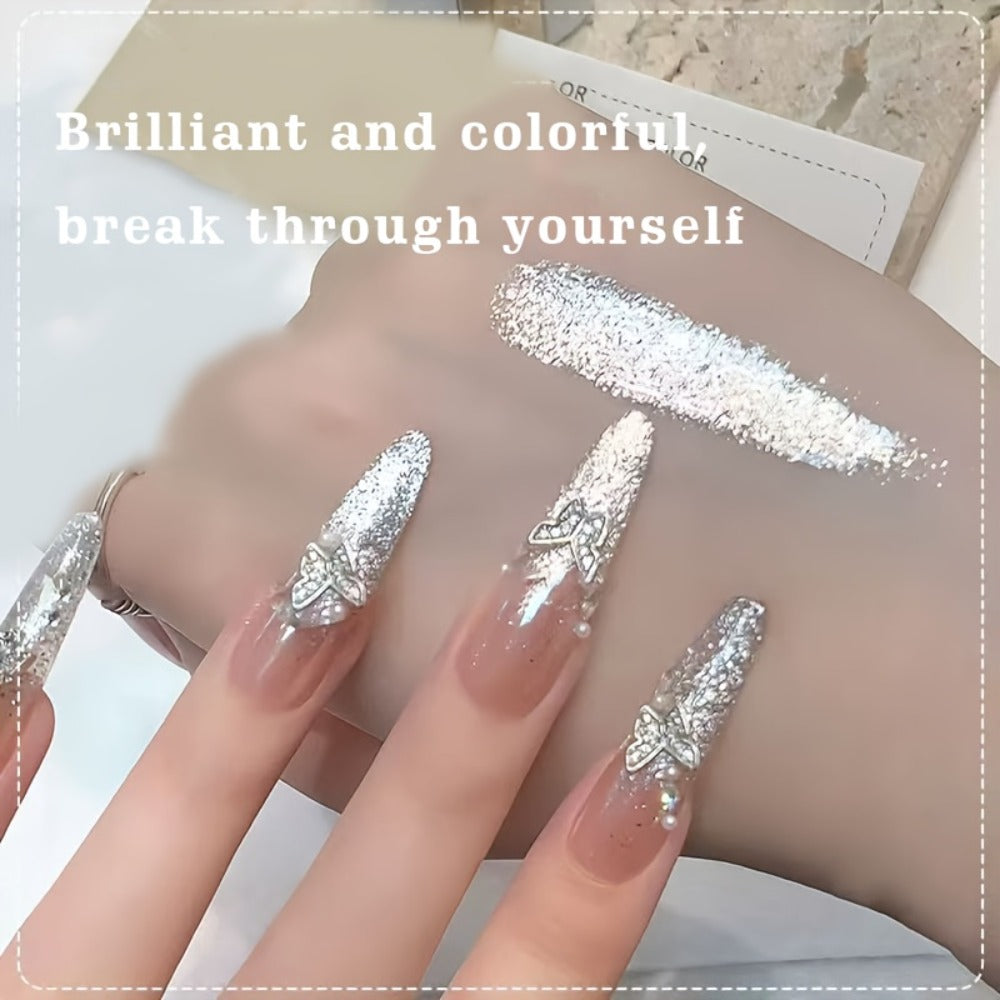 White Elf Glitter Gel Nail Polish, Upgraded Shimmer White Semi-Permanent LED Curing Polygel, Gelly Polish, Shimmer/Glossy/Highshine, Professional/DIY Manicure
