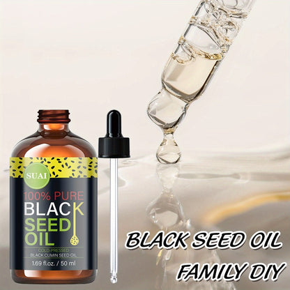 Black Seed Oil 100% Pure Cold Pressed Moisturizing Firming Multi-Use for Face Body Hair Nails Eyelashes Natural Plant Extract Skincare Oil All Skin Types Daily Skincare Routine