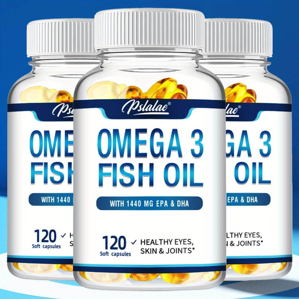 Omega-3 Fish Oil - with EPA and DHA, Support Vision, Skin, Heart, and Brain Health - 120pcs