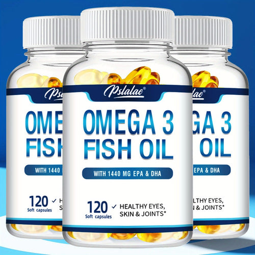 Triple Strength Omega-3 Fish Oil Softgels 120 Capsules with High-Potency EPA & DHA — Heart, Brain, Vision & Skin Health Supplement for Women and Men