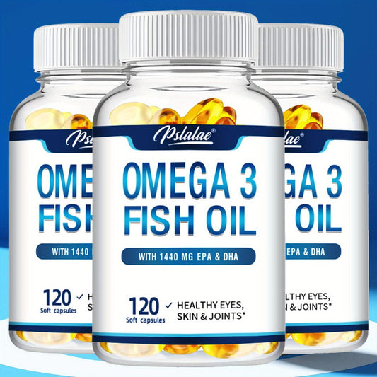 Omega-3 Fish Oil - with EPA and DHA, Support Vision, Skin, Heart, and Brain Health - 120pcs
