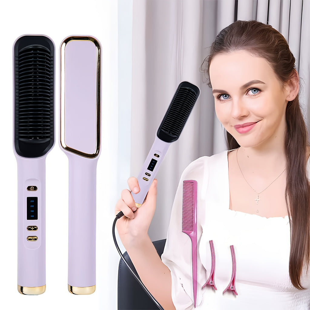 Hair Straightener And Curler 2-in-1, Household Wet And Dry Hair Straightener Comb Multi-Temp Volumizing Styling Comb, Women's Hair Tools, Women's Hair Tools Birthday Christmas Gift