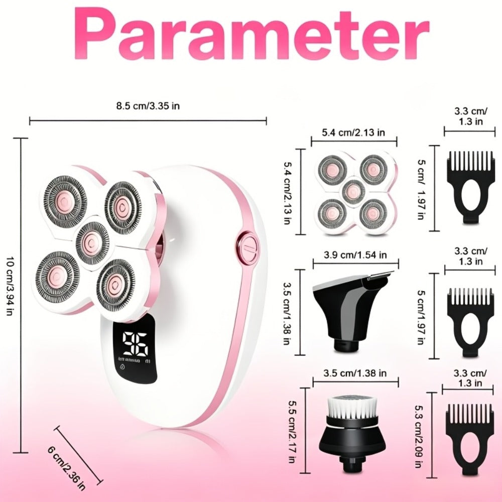 Electric Shaver, Electric Balding Machine, Rotary Shaver, IPX6 Rating, Wet/Dry Use for Easy Cleaning, Contours to Face, Floating Head, Display Screen, Type-C Charging, Underarm, Leg, Arm, Body Hair Removal Tool, Holiday Gift