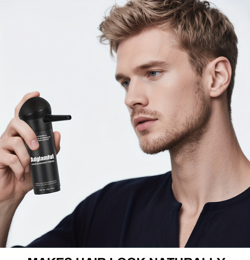 Hair Volumizing Fibers 2-in-1 Kit 30g x 2pcs - Adglamful Instant Volume for Sparse Hair, Fills Part Lines & Hairlines, Men & Women, Black & Dark Brown