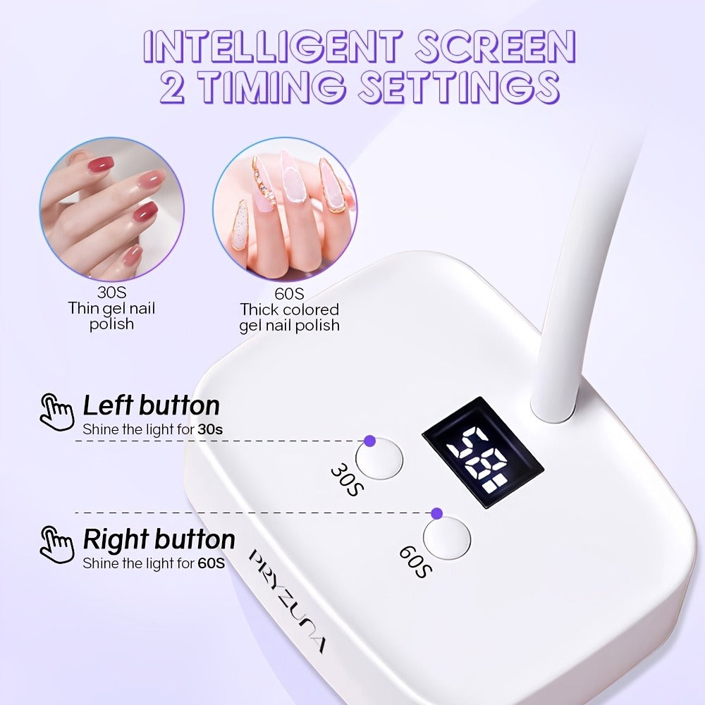 Blue Light Rechargeable Desktop Nail Lamp with Smart Sensor, 360° Adjustable & Portable, Includes 30s/60s Timer, Suitable for All Gel Nails – Salon and Home Use