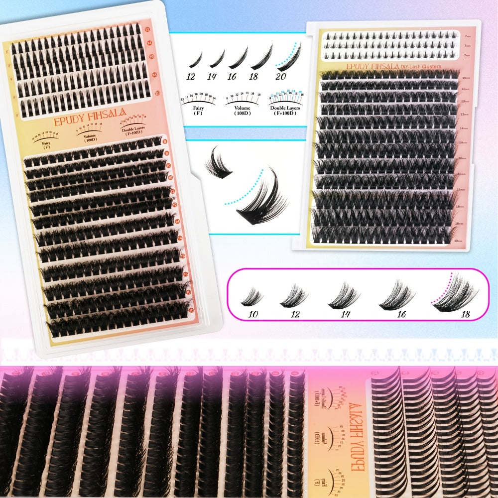 272pcs/5 Boxes Mixed Length Lash Clusters Kit Gift Set, 30D-100D Volume Cluster Lashes with Tweezers & Mascara Wands, Soft Fluffy Eyelash Clusters for Natural Or Glam Look, Perfect Gifts for Her & Mom