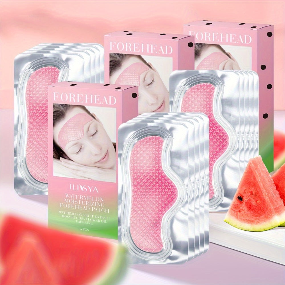 ILISYA 3 Boxes Watermelon Forehead Patches, Containing Caffeine, Collagen and Niacinamide, Variety of Plant Extracts, Moisturizing and Nourishing, Ultra-hydrating, Help Skin Looks More Tender, Daily Facial Skin Care