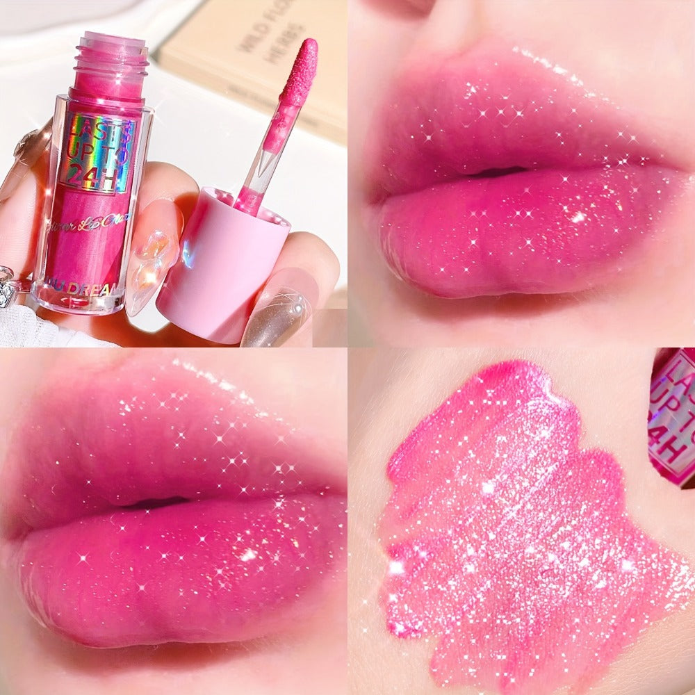 Lip Gloss & Lip Stain Set — Waterproof 24H Long-Lasting, Glitter Shine, Moisturizing Lip Oil, Berry Coral Pink Red Shades, High-Impact Color for Festivals & Everyday Glam