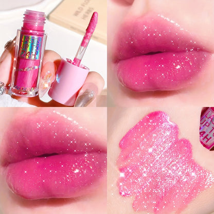 Lip Gloss & Lip Stain Set — Waterproof 24H Long-Lasting, Glitter Shine, Moisturizing Lip Oil, Berry Coral Pink Red Shades, High-Impact Color for Festivals & Everyday Glam