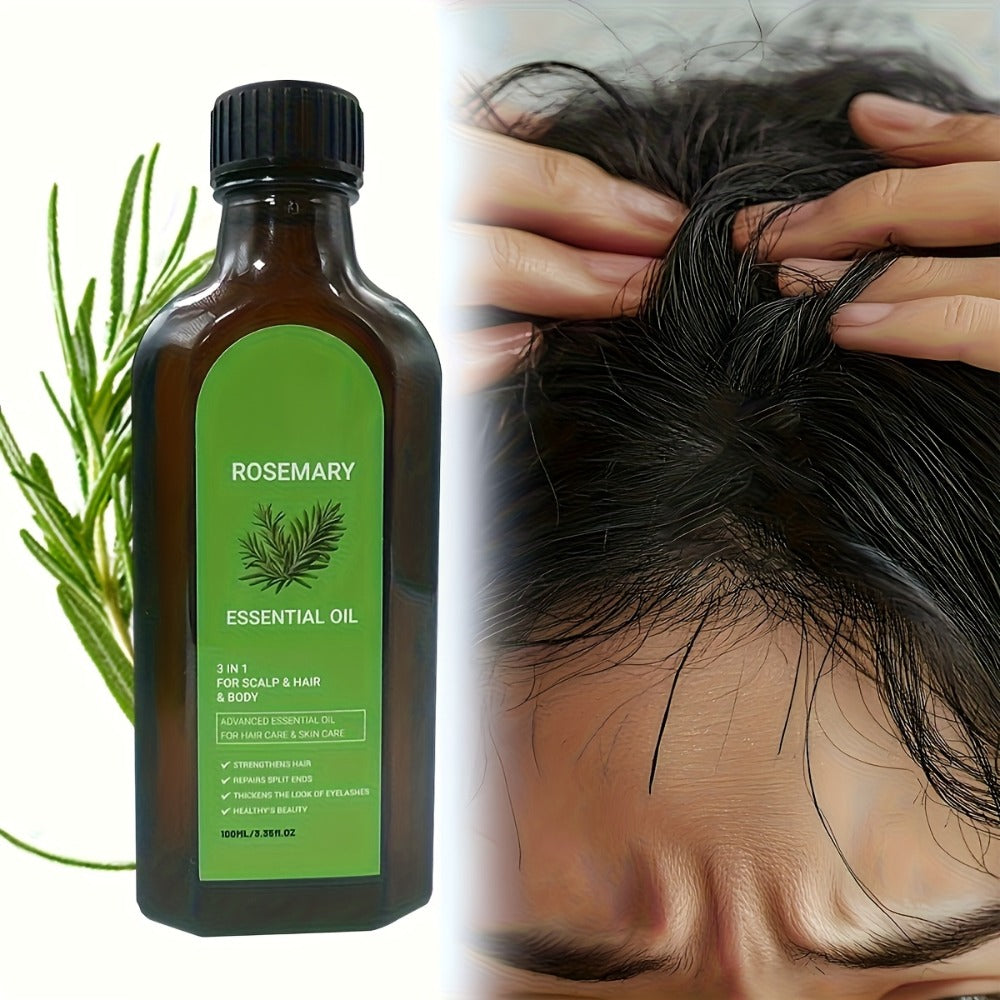 Rosemary Hair Oil Spray with Biotin, Argan Oil & Batana Essential Oil — Deep Moisturizing, Scalp Nourishing, Damage Repair, Shine Enhancing for Dry Damaged Hair, All Hair Types, Unisex, 2 & 3 Pack