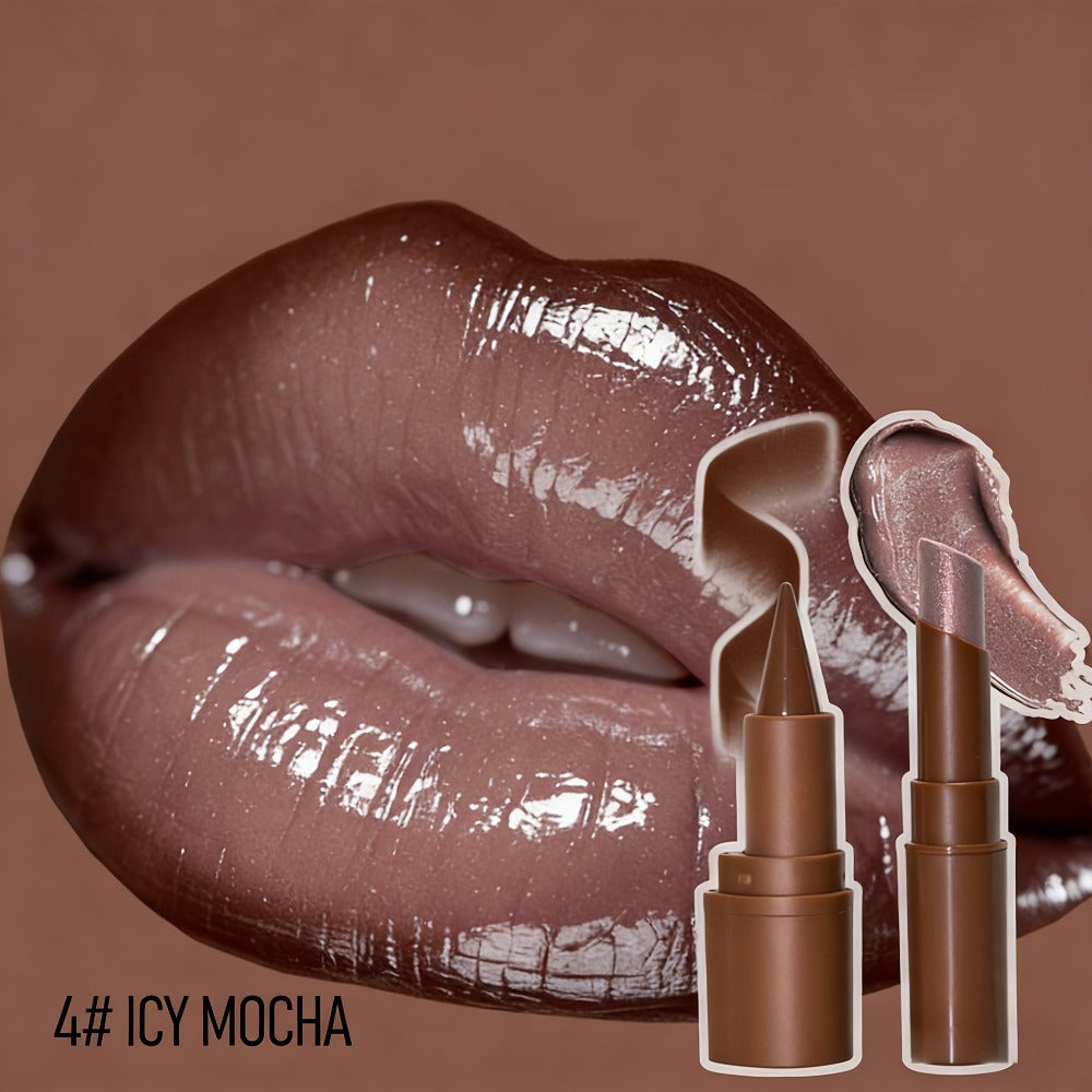 Dark Lip Liner Pen + Metallic Solid Lipstick Set | Creates A Three-dimensional Lip Shape, One Application Gives A Full And Shiny Effect, Long-lasting Color Retention Without Smudging, Ideal Gift For Any Occasion
