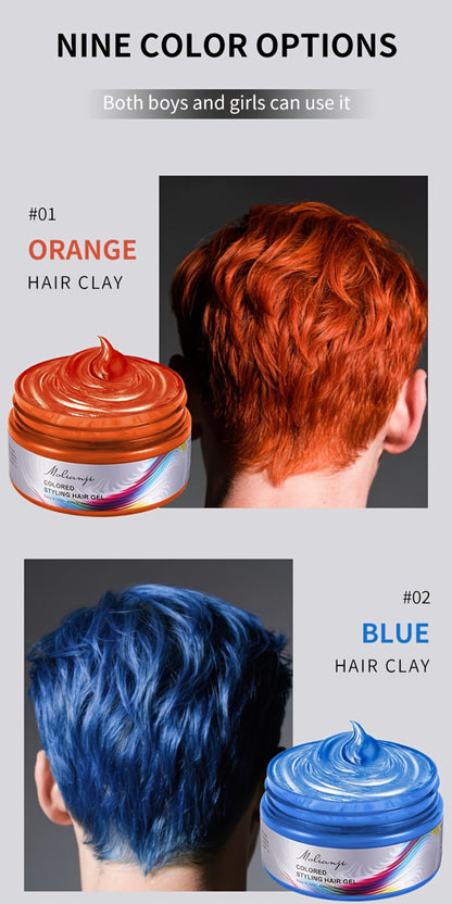 Temporary Hair Dye Color Wax 3.53oz — Non-Damaging Easy Wash Hair Color for Halloween, Carnival & Festival Styling, Mixable Shades, Natural Hold Not Stiff, 9 Colors