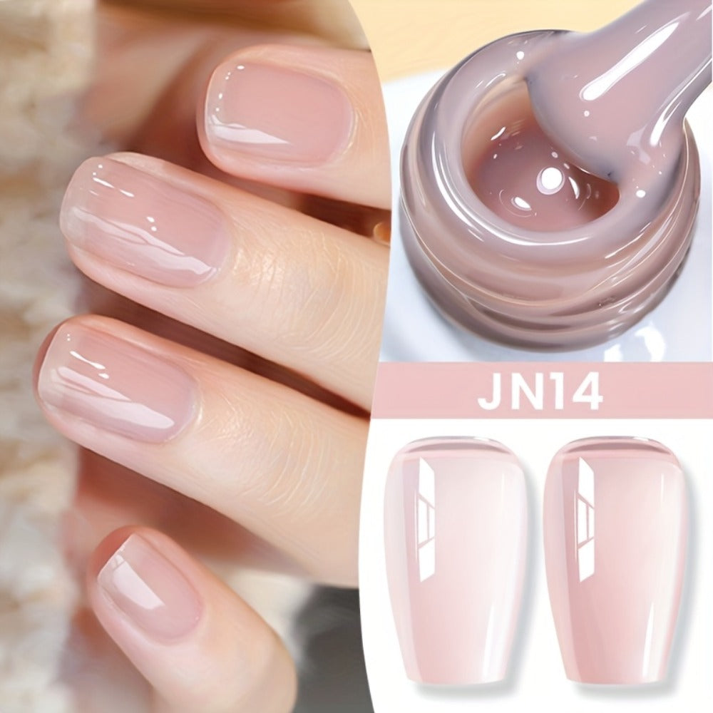 BORN PRETTY 0.34oz Jelly Gel Nail Polish Pink Nude Transparent Skin Color Soak Off LED Jade Nail Art Semi Permanent Varnish