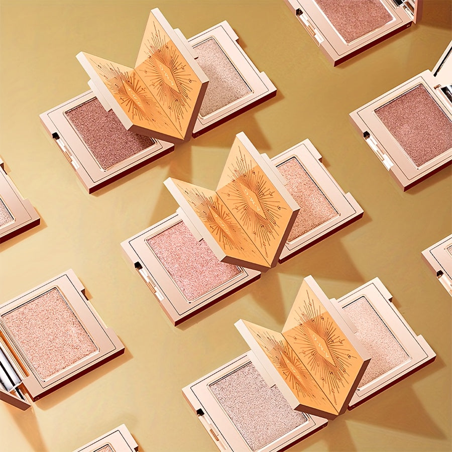 AMG Golden Star Glowing Eyeshadow Palette - 5 Shimmer Shades, Waterproof & Sweatproof, Creamy Formula with Built-in Mirror, High-End Luxury Packaging, Ideal Gift for All Light Beige Tones, Elegant Makeup | Radiant Finish | Shiny Shimmery Effect