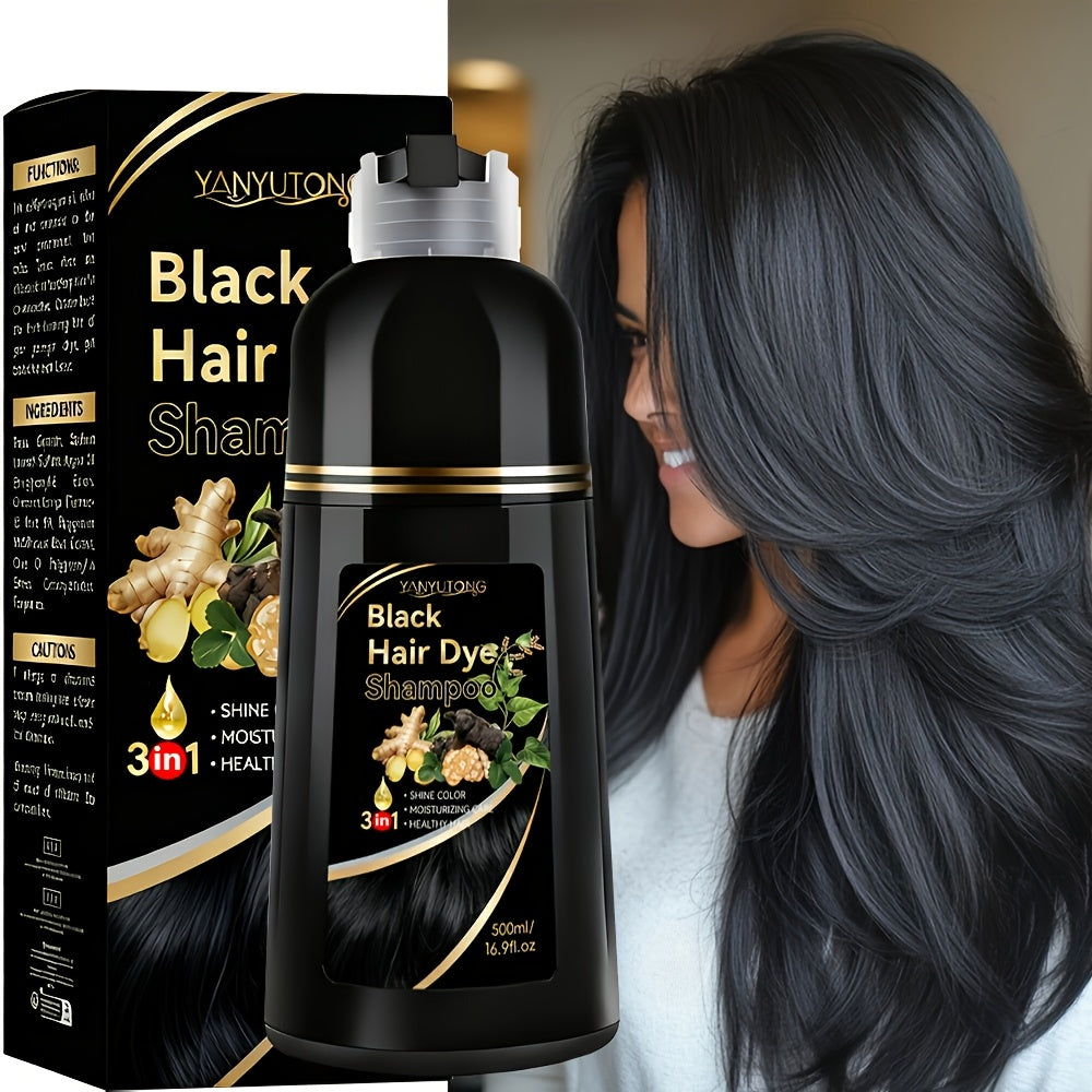 16.91oz Hair Dye Shampoo, Natural Plant Pigments, Safe for Hair, Quickly Covers Gray Hair, Available In Black, Red, Brown, And Chestnut Brown, Halloween Gift, Christmas Present