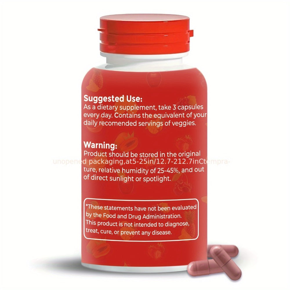 (1/3 Sets), Natural Balance of Fruits And Vegetables - Complete Food Supplements, Containing Superfood Fruits And Vegetables Suitable for Women, Men And Teenagers - 90 Fruit Capsules 90 Vegetable Capsules - 1 Set/3 Sets