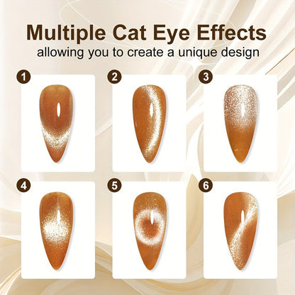 Cat Eye Magnetic Gel Nail Polish 0.27oz - Holographic Chameleon Flash Gel, Semi-Permanent Magnetic Sand Effect for Salon & Home Nail Art, UV LED Gel Varnish