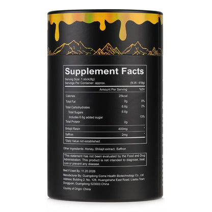 Shilajit Honey Sticks with Saffron – Himalayan Shilajit 85+ Trace Minerals & 75% Fulvic Acid for Energy, Vitality & Stamina | 30 Sticks | For Men & Women | ShopVora UK