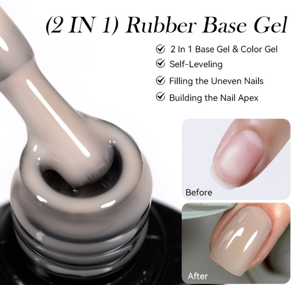 LILYCUTE 0.24oz 6pcs 2 In1 Rubber Base Gel Nude Pink Color Soak Off LED Semi Permant Self-leveling Gel Nail Art Varnish