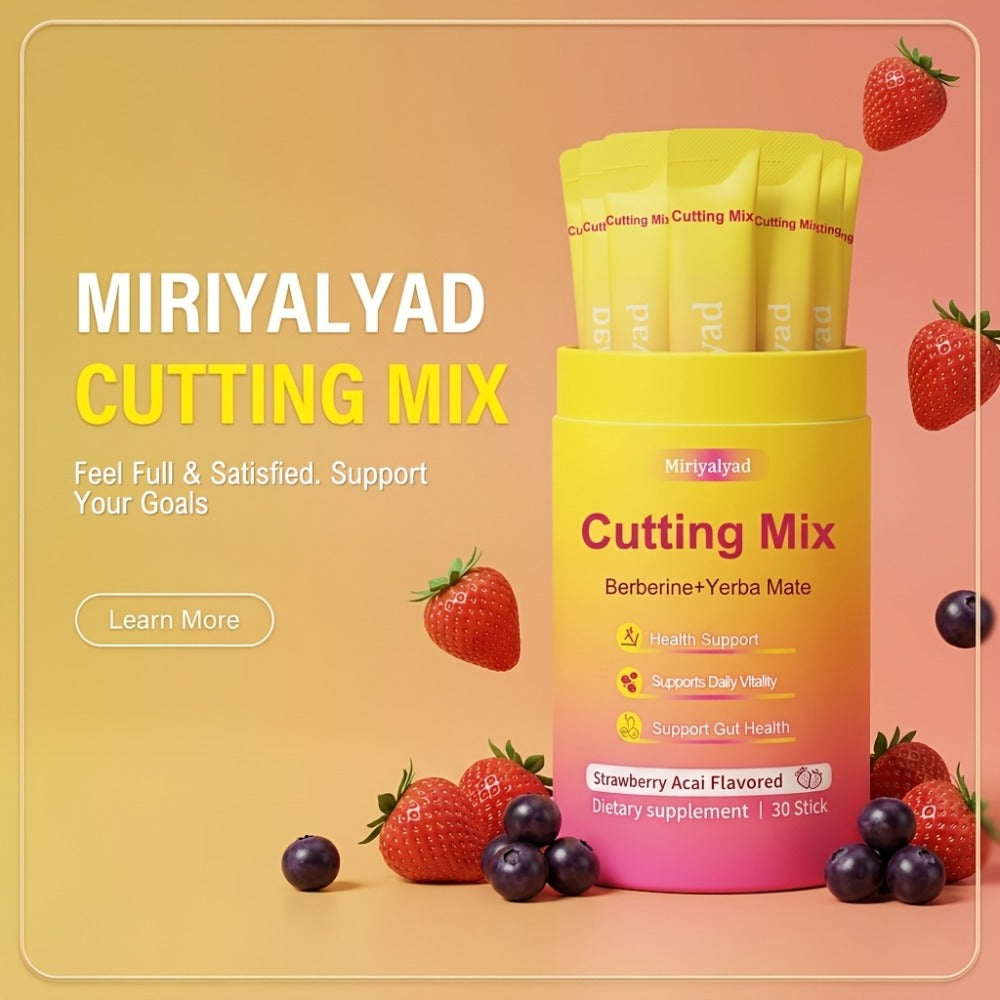 30 Strawberry Acai Flavored Sticks • Vegan Cutting Mix Dietary Supplement with Berberine And Yerba Mate • Natural Support • Gluten-Free • Dairy-Free • Perfect Family Gift