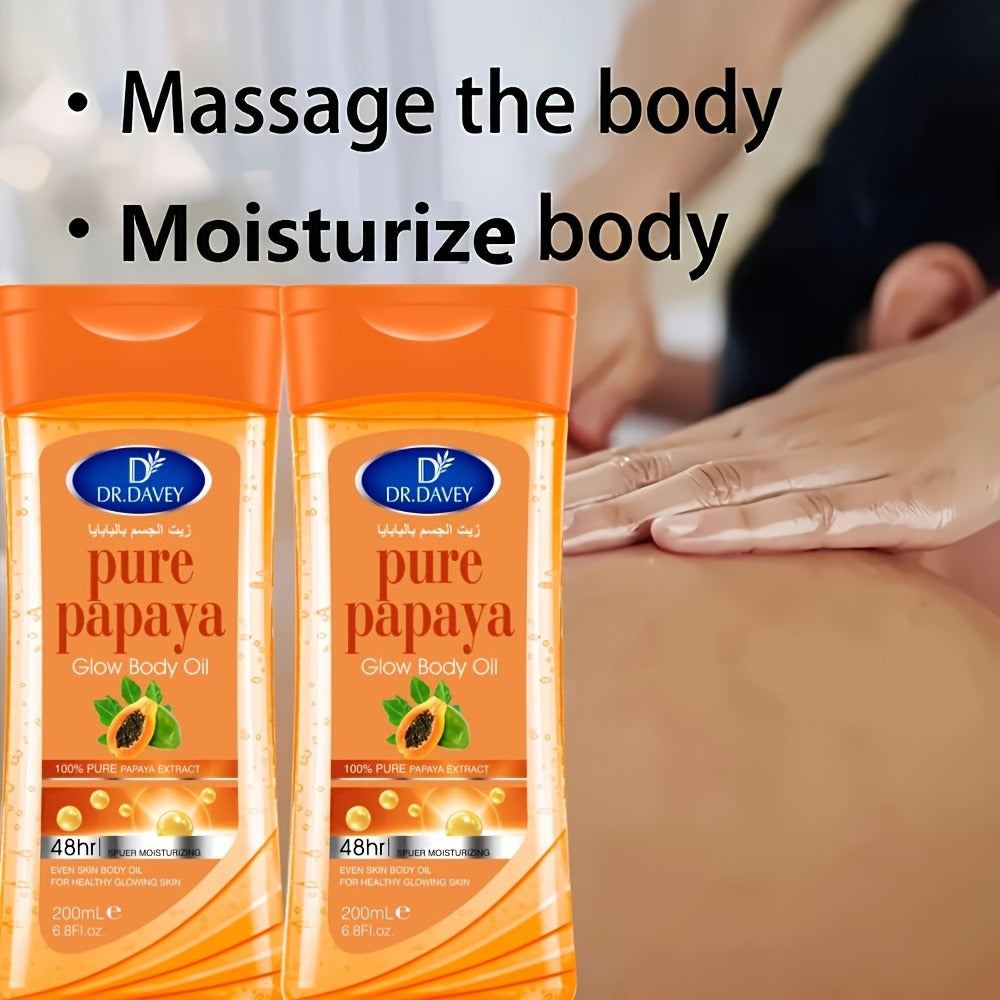 Papaya Brightening Glow Oil 2pcs Multi-Use Non-Greasy Fast-Absorbing Moisturizing Body Oil for Skin Hair Nails Scalp Care All Skin Types Mother's Day Gift