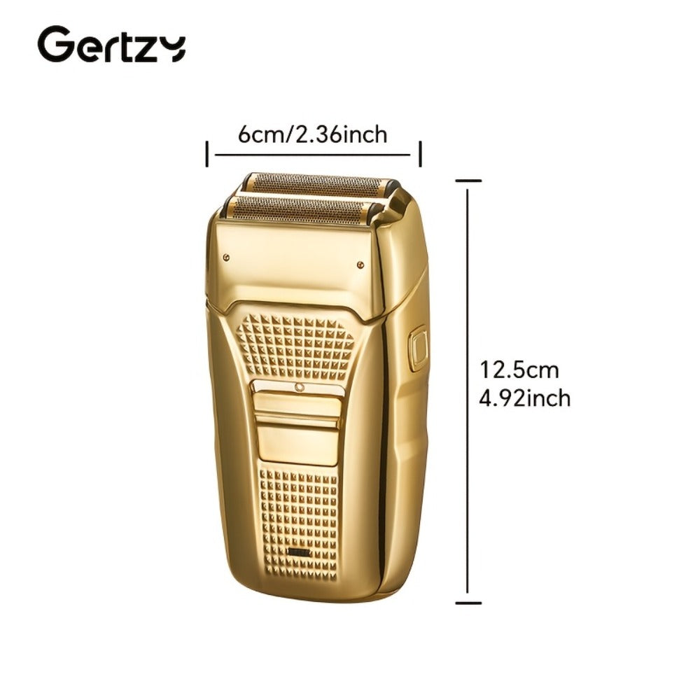 Men's Electric Foil & Bald Shaver with Rechargeable Dual Shaver Head - Cordless Wet/ Use,, Design, Lithium-Ion, 4-in-1 Attachments Compatible, -C Fast, Golden & Black Modern Design for Wet/ Shaving - Ideal for Sensitive Beige & Bald Heads (Flagship Model)