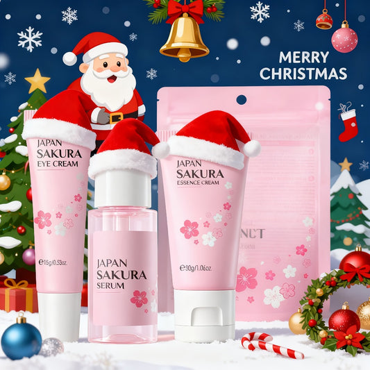 Cherry Blossom Skincare Gift Set, Facial Care Set with Essence Cream, Cleanser, Toner, Eye Cream, Mud Mask, Exfoliating Mask, Eye Mask, Toning Cream, Lip Balm, Etc., Birthday Mother's Day Gift for Female s
