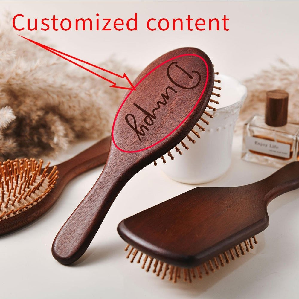 1set Custom Stylish Wooden Hairbrush - Personalized Engraving Curly Styling Brush Unscented Design For Wedding Party Daily Use Thanksgiving Halloween Christmas Gift
