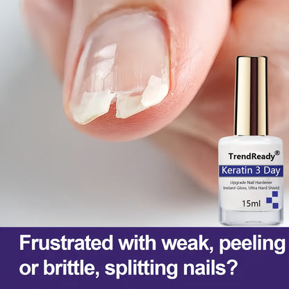 Nail Strengthener Oil 2 Pack - Vitamin E 4-in-1 Natural Protein Hardener for Weak Splitting Nails, Fast Dry Keratin Nail Care Treatment, Alcohol-Free Manicure Nail Polish Care, 2x15ml Bottles