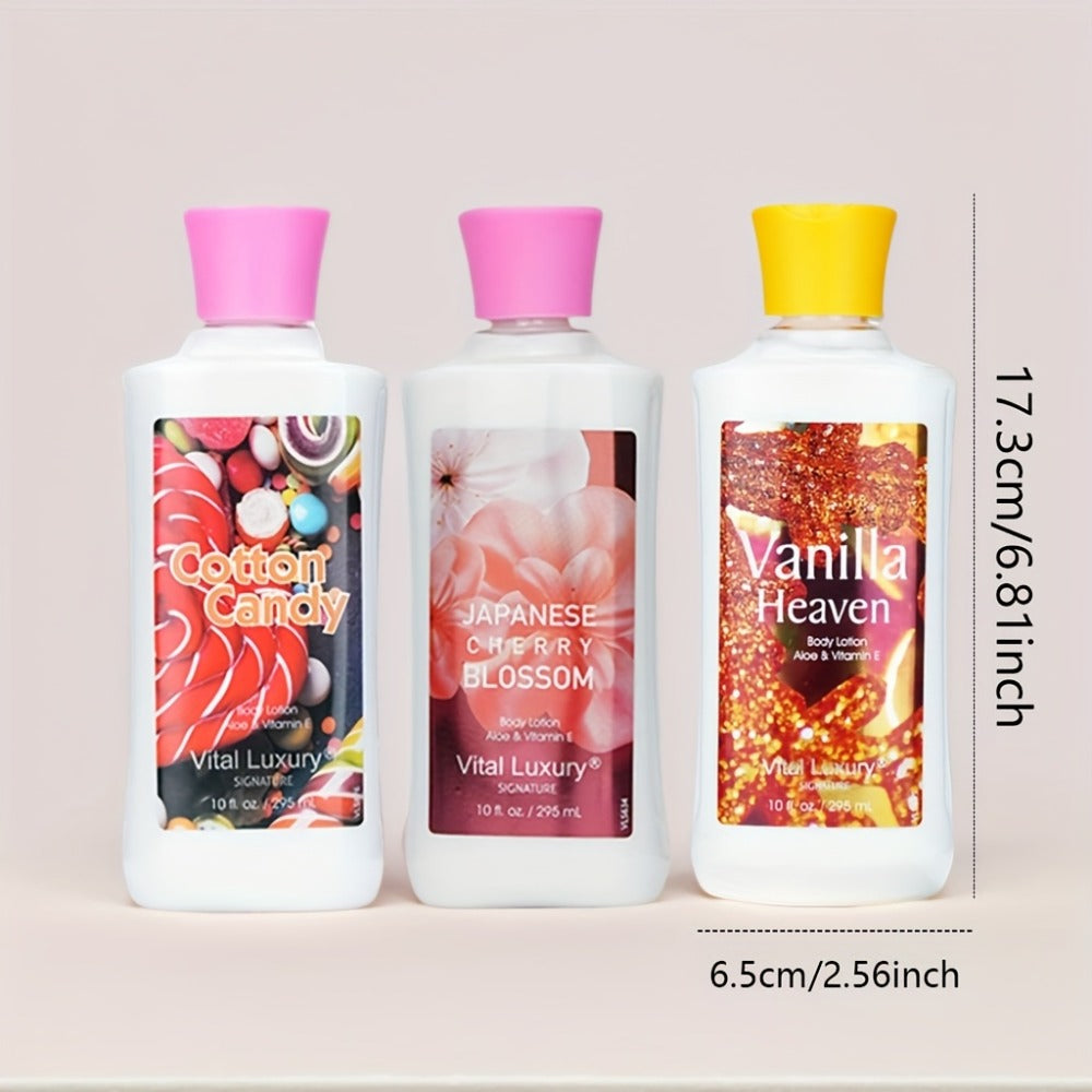 Body Lotion Moisturizing Hand Cream with Vitamin C & Glycerin - Multiple Scents Japanese Cherry Blossom Vanilla Cotton Candy Deep Hydrating Lotion for Dry Skin All Skin Types Women Men