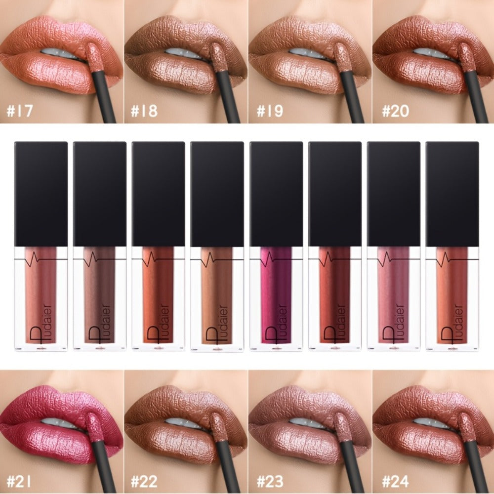 Metallic Lip Gloss High Gloss Long-Lasting Non-Stick Lip Plumper Glossy Lipstick for Women Portable Party Date Daily Makeup Gift 11 Shades