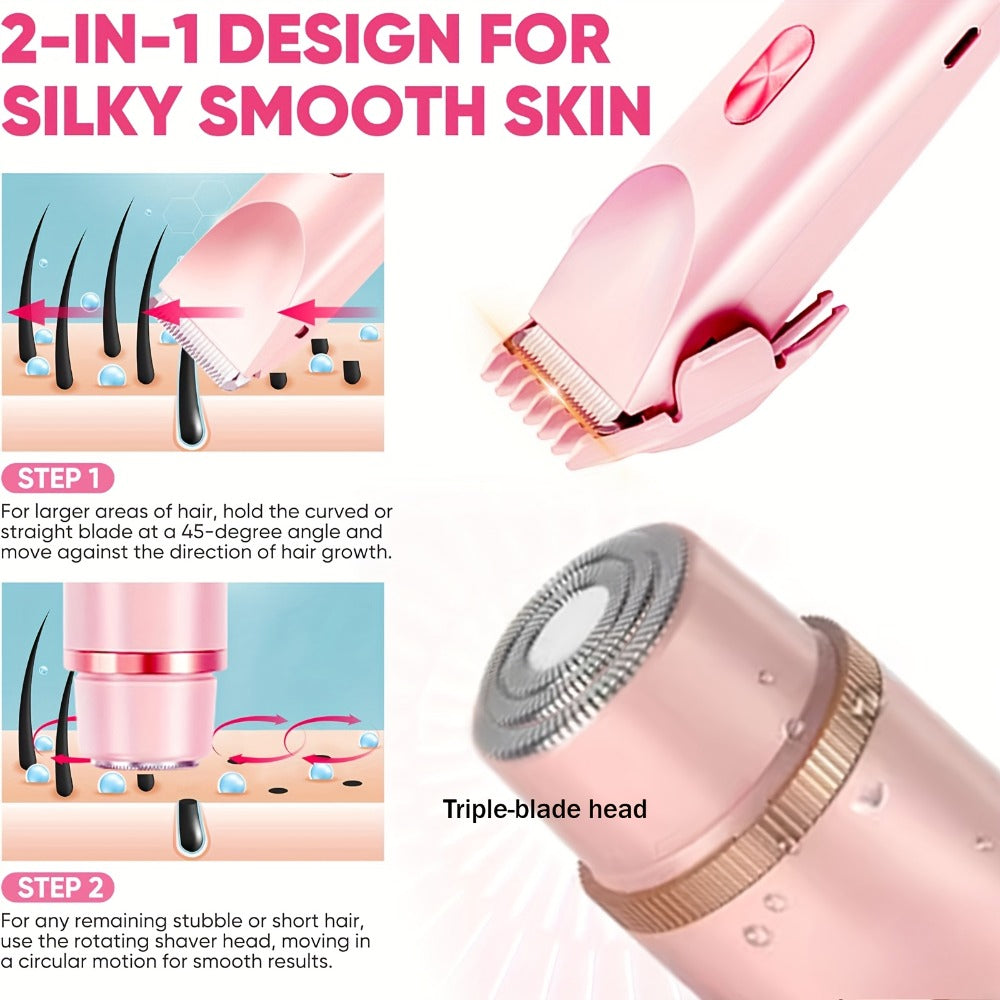2-in-1 Dual-Head Electric Shaver, Perfect for Facial & Body Hair Removal, Intimate Areas, Leegs, Bikini Line, Underarms - Rechargeable Lithium Battery, USB Charging, Ideal Holiday Gift, Hair Removal Shaver|Modern Shaver Design|Stainless Steel Blades