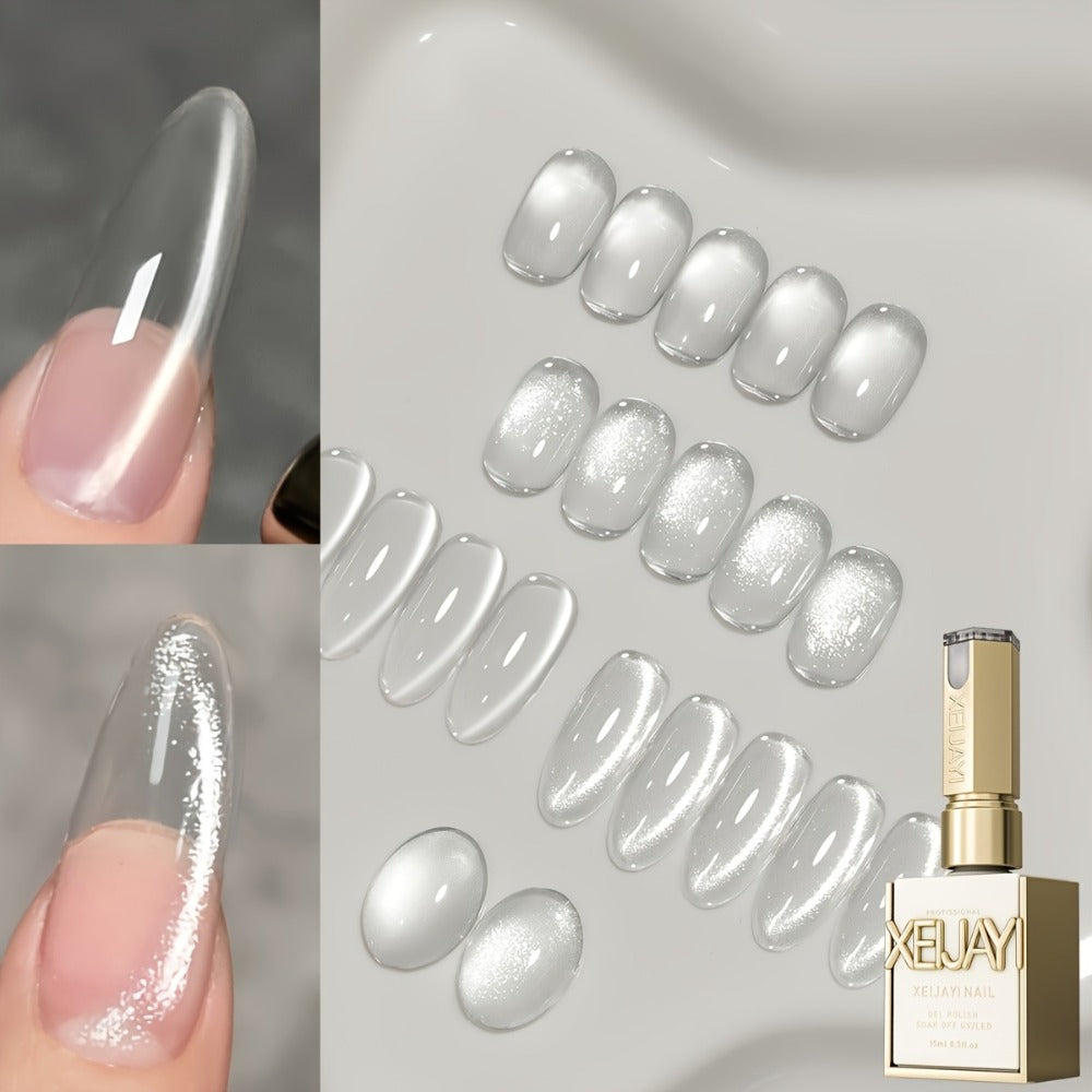 Cat Eye Nail Trends 2025 Holographic Nail Art 2pcs Set 0.51oz Reflective Cat's Eye Magnetic Nail Gel Soaking LED Gel Salon Female Nail Art Tools Fashion Nail Gel