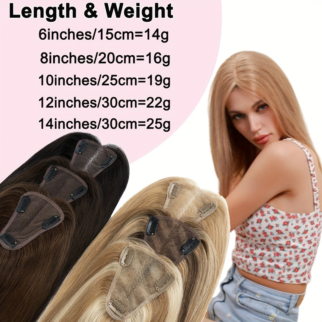 3.15*3.94inch Lace Base Hair Toppers for Women Clip In Real Human Hair Toppers Hair Pieces for Women with Thinning Hair Human Hair Toppers Without Bangs Clip In Hair Extensions Highlight Blonde Hair Topper