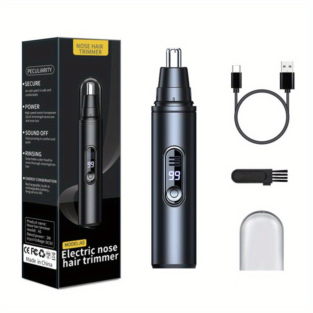 Electric Nose Hair Trimmer, Painless Facial Hair Removal Device for Men And Women - with LED Display Screen, USB Charging, Suitable for Trimming Nose Hair, Ear Hair, Eyebrows, Etc