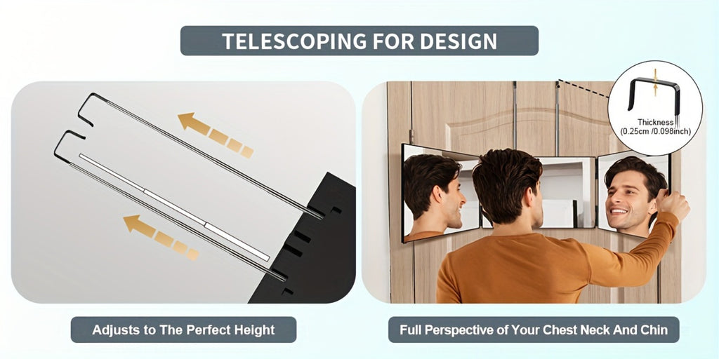 3 Way Mirror for Self Hair Cutting 360 Viewing Angle Self Hair Cutting Mirror, Clear Anti-Fog HD Glass, for Makeup tools Valentine's Day Gifts